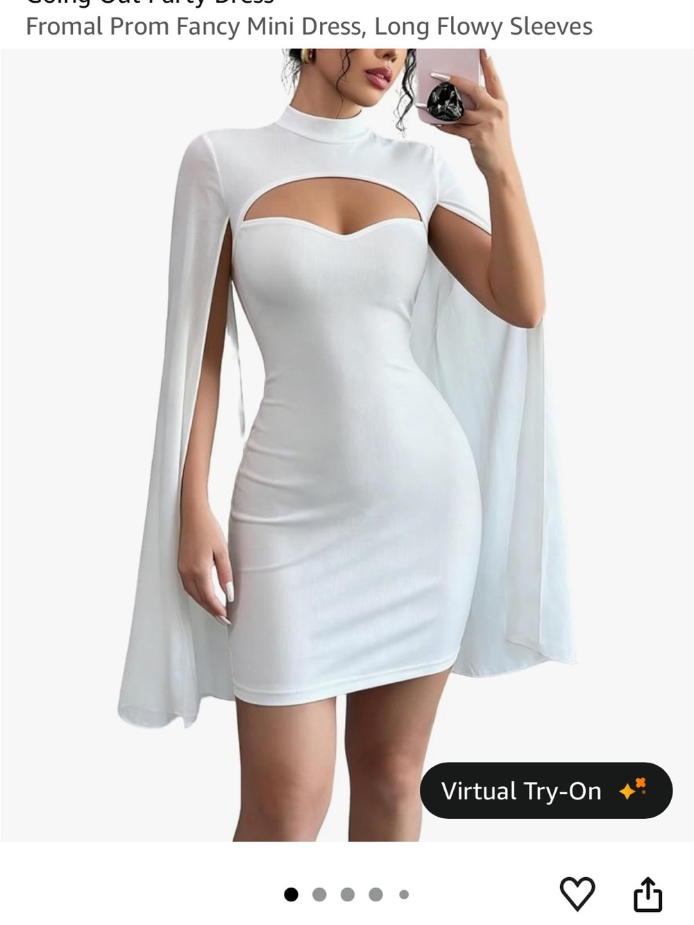 White Cape Sleeve Cutout Mini Dress